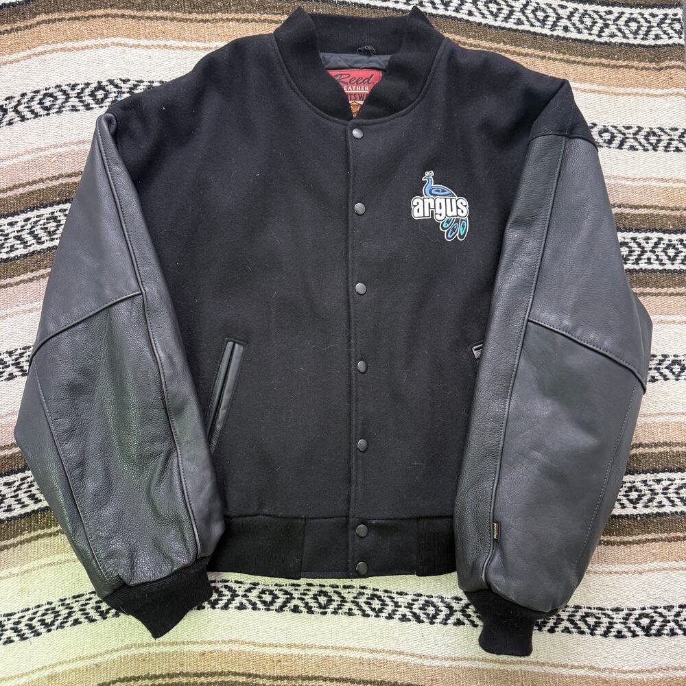 Men's Vintage Reed Leather Sportswear Argus Wool Varsity Bomber Jacket Sz XL VTG